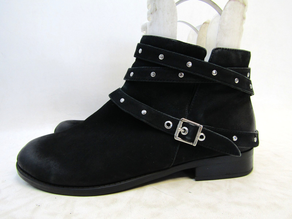 Vionic Womens Size 10 M Black Suede Zip Buckle Ankle Fashion Boots Bootie